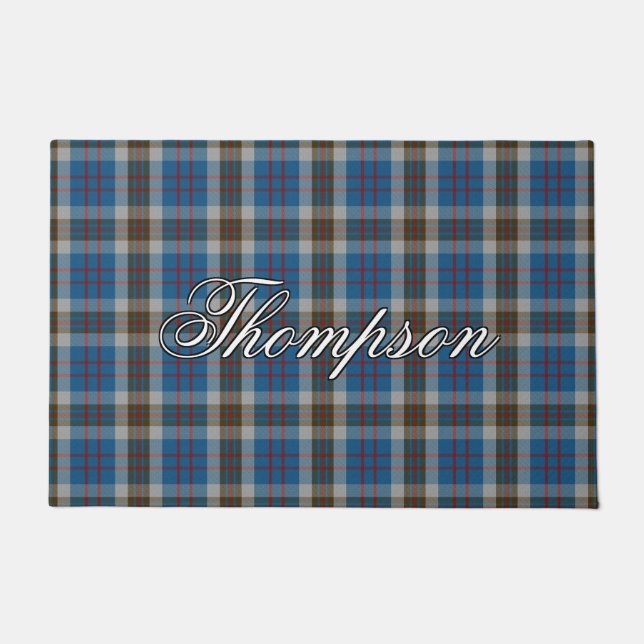 Paillasson Plaid de tartan écossais de gris bleu de Thompson (Devant)