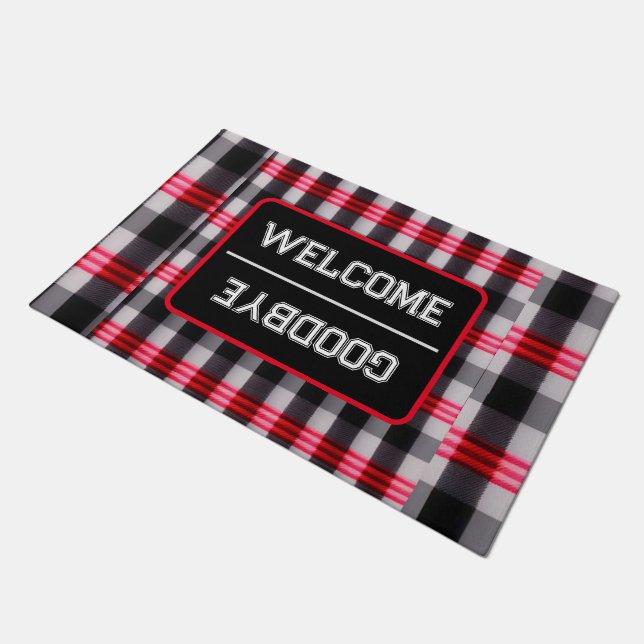 Paillasson Plaid Populaire Abstrait Rouge Noir Plaid Collecti (Incliné)