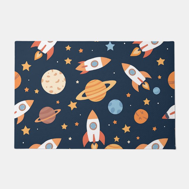 Paillasson Planètes Fusées Espace Motif Mignon (Devant)