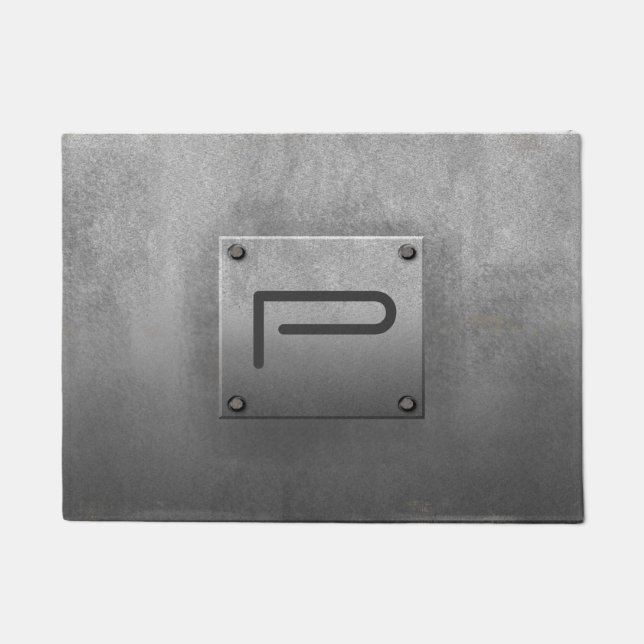 Paillasson Plaque métallique brute Gris (Devant)