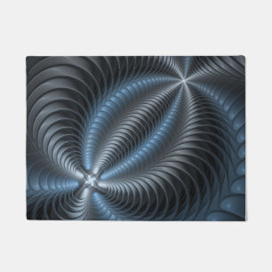 Paillasson Plastique bleu gris 3D Fractal Art moderne Abstrai