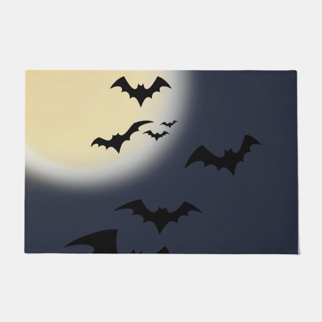Paillasson Pleine lune Halloween avec chauves-souris (Devant)