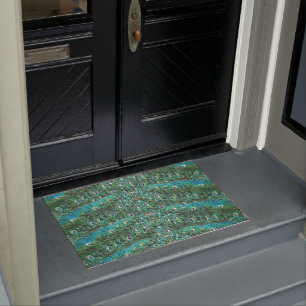 Paillasson Plumes de paon, abstrait - motif en acrylique