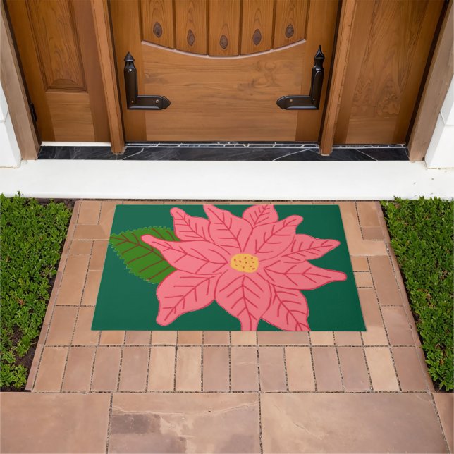 Paillasson Poinsettia de Noël rose  (De plein air)