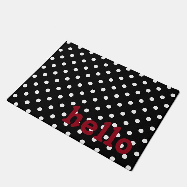 Paillasson Point de polka rouge et blanc noir (Incliné)