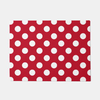 Paillasson pois blancs en rouge