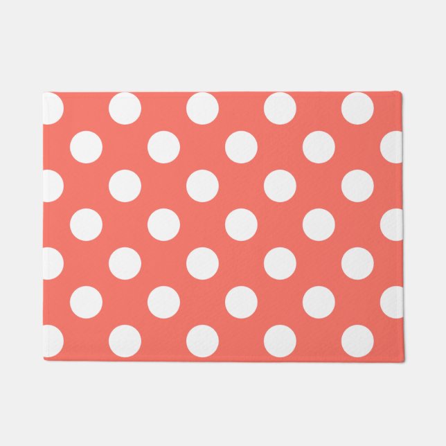 Paillasson Pois blancs sur corail vivant (Devant)