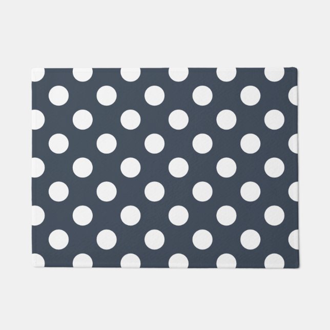 Paillasson Pois blancs sur gris bleu (Devant)