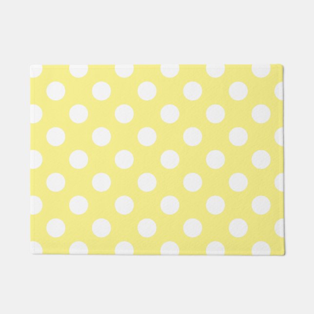 Paillasson Pois blancs sur jaune citron (Devant)