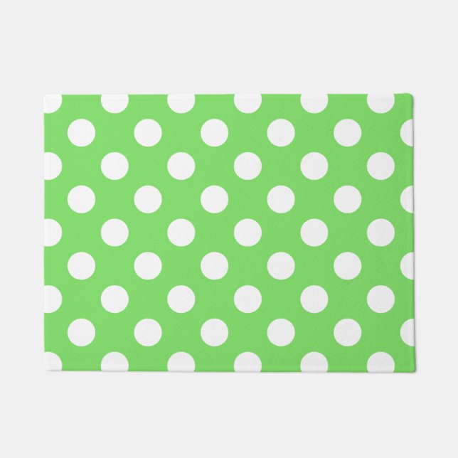 Paillasson Pois blancs sur vert pomme (Devant)