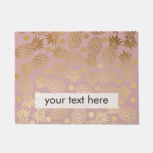 Paillasson pois motif d'ananas en faux or (Devant)