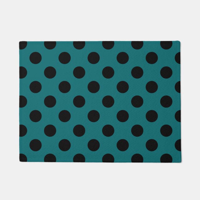Paillasson Pois noirs en turquoise (Devant)
