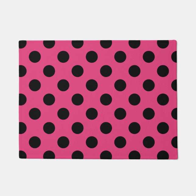 Paillasson Pois noirs sur fuchsia (Devant)
