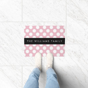 Paillasson Pois roses, Motif Pointe Polka, Votre Nom