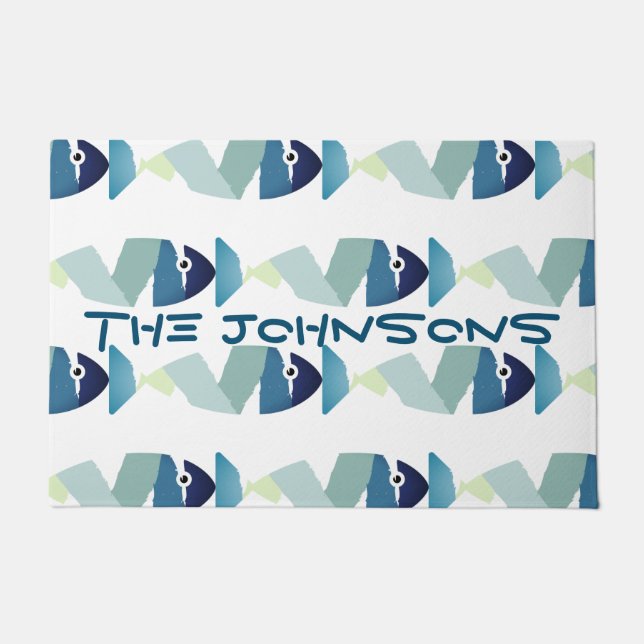 Paillasson Poisson bleu de natation Abstraite (Devant)