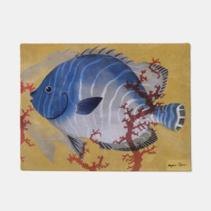 Paillasson Poisson Bleu Tropical Vieille Corail Marin Vie Océ