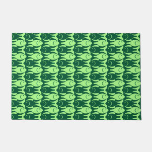 Paillasson Poisson moderne du milieu du siècle, vert émeraude
