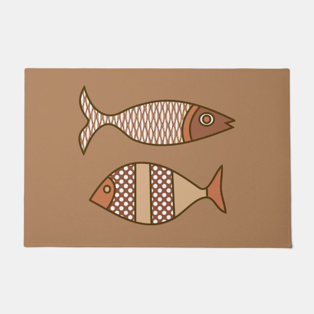 Paillasson Poisson moderne rétro, Tan, Beige et Brown clair (Devant)