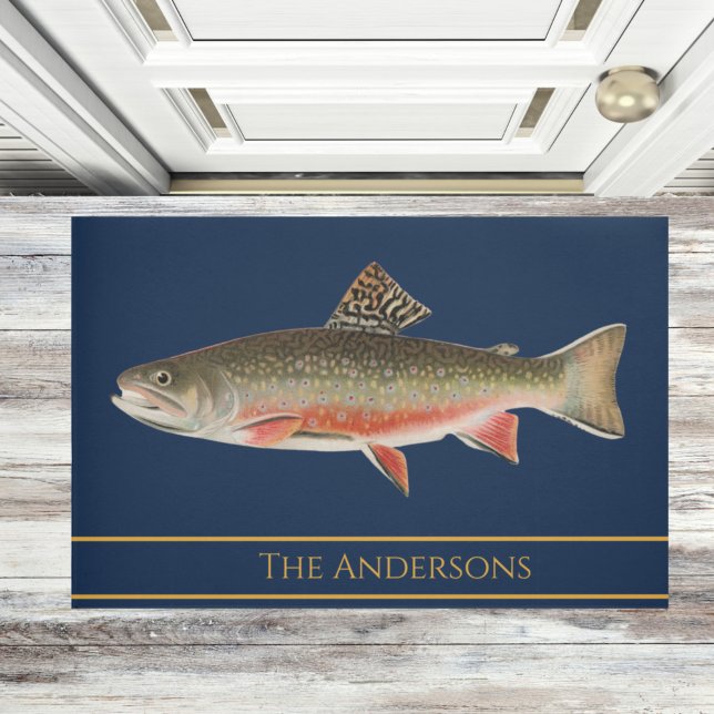 Paillasson Poisson vintage aquarelle truite motif (Créateur téléchargé)