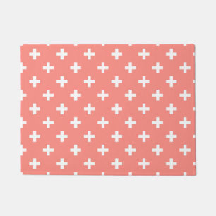 Paillasson Polka blanche croise sur la pêche