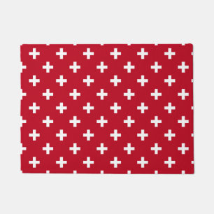 Paillasson Polka blanche croise sur rouge