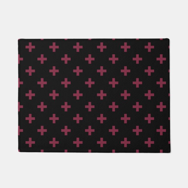 Paillasson Polka de mûre croise sur le noir (Devant)