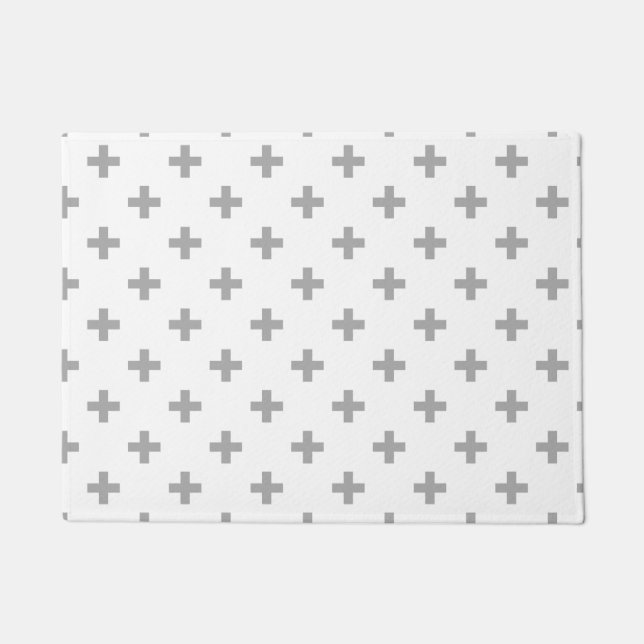 Paillasson Polka gris croise sur blanc (Devant)