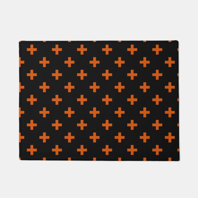 Paillasson Polka orange croise sur noir (Devant)