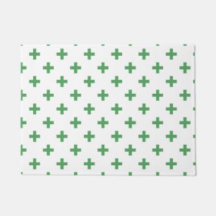 Paillasson Polka verte croise sur blanc