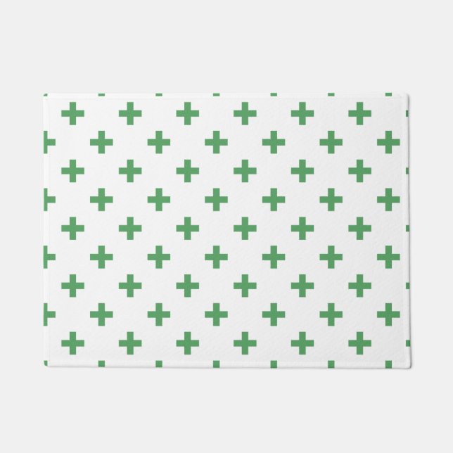Paillasson Polka verte croise sur blanc (Devant)