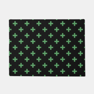 Paillasson Polka verte croise sur noir