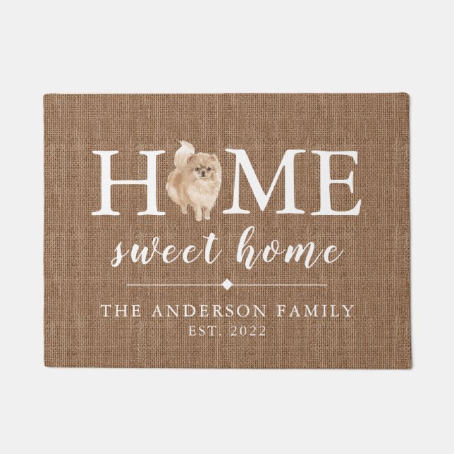 Paillasson Pomeranian Home Sweet Home Doormat (Devant)