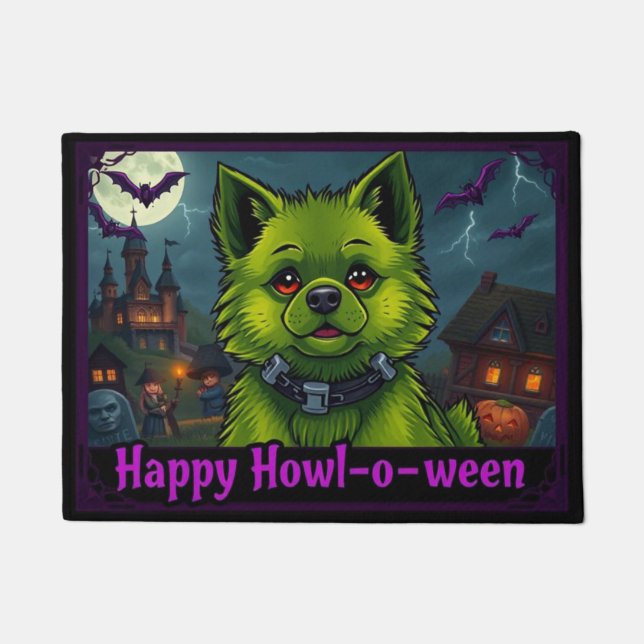 Paillasson Pomeranianstein Joyeux Hurlement-o-ween (Devant)