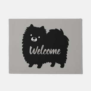 Paillasson Poméranie noire et blanche  Chien mignon de Pommi