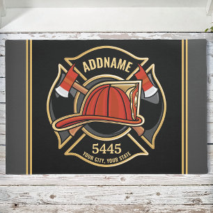 Paillasson Pompier AJOUTER LE NOM Insigne du service de pompi