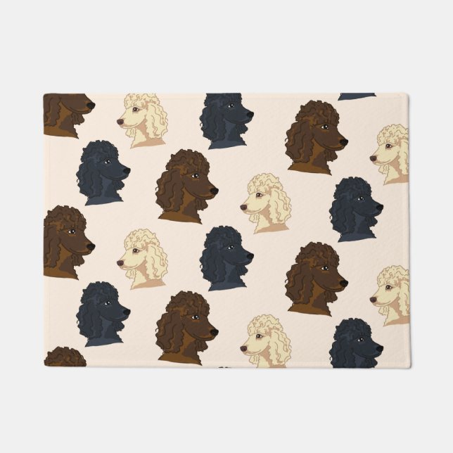 Paillasson Poodle dog animal pattern beige pet cute puppy (Devant)