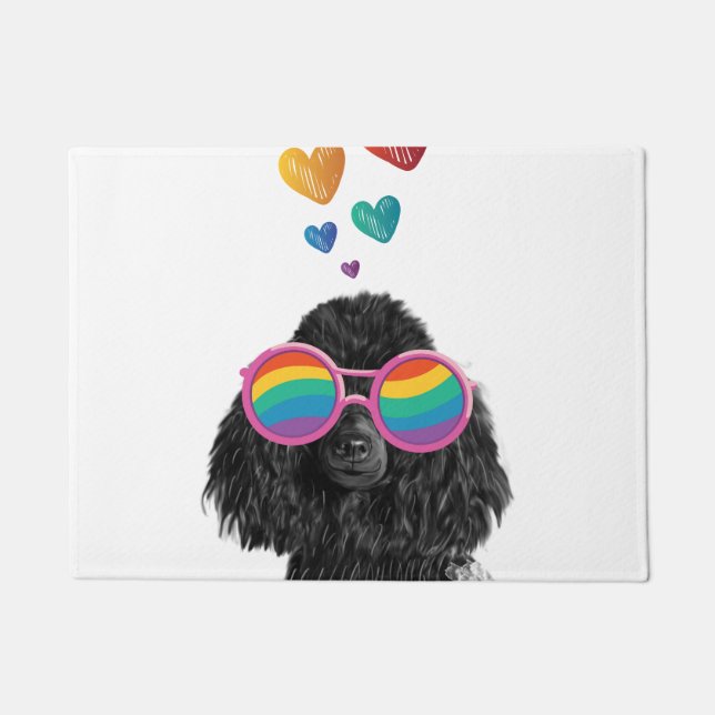 Paillasson Poodle Dog with Hearts Saint-Valentin (Devant)