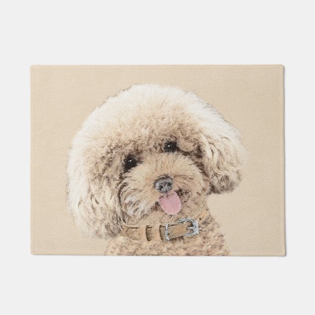 Paillasson Poodle Miniature Toy Apricot Crème Chien Brown Art (Devant)
