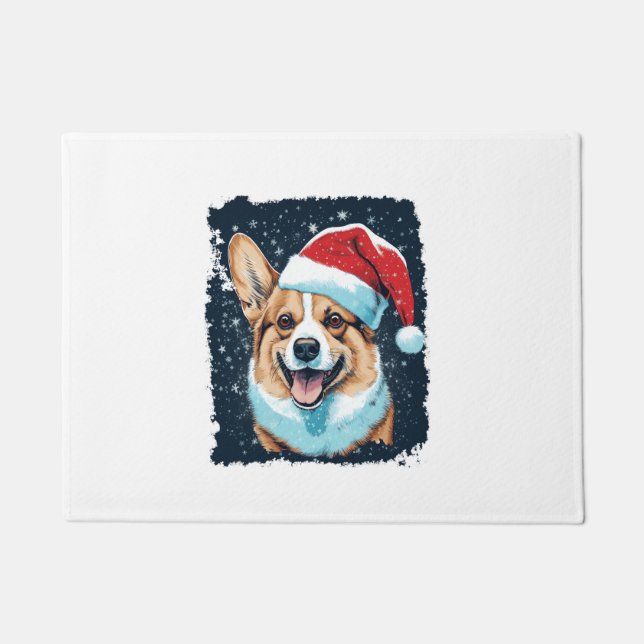 Paillasson Pop Art Chien Corgi de Noël (Devant)