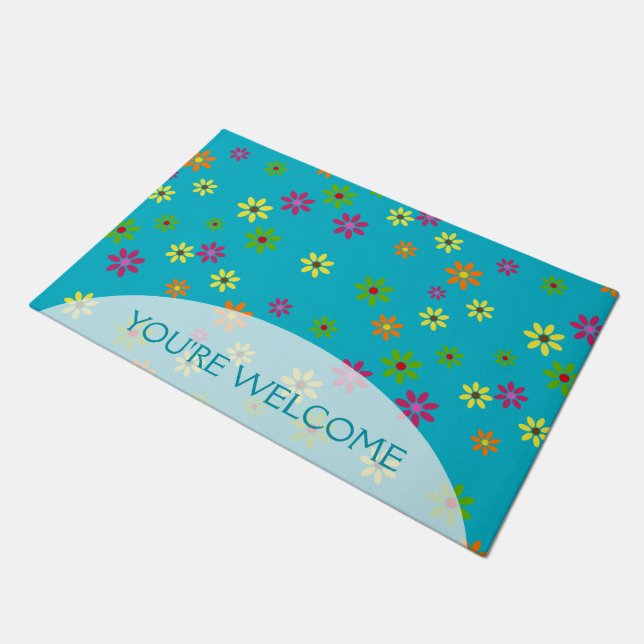 Paillasson Pop art Flowers seamless pattern + your ideas (Incliné)