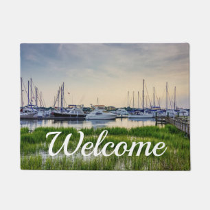 Paillasson Port Charleston Bateaux Sunset Welcome Porte
