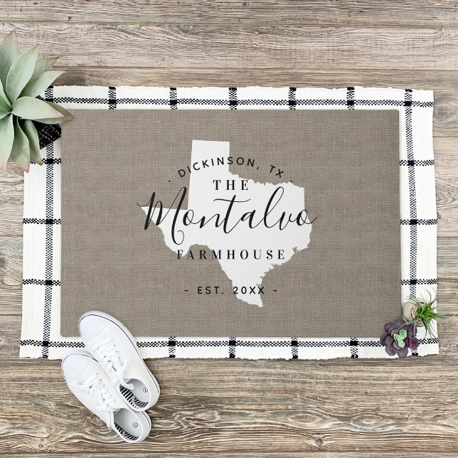 Paillasson Port de l'État du monogramme de la famille Texas (Créateur téléchargé)