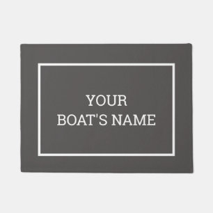 Paillasson Port de quai de nom de bateau personnalisé gris