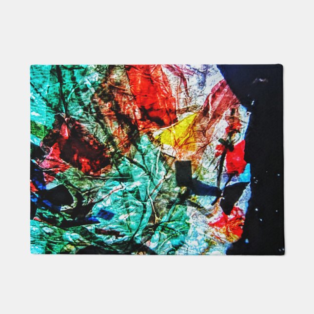 Paillasson Porte abstrait bleu foncé ma, Abstraite maison (Devant)