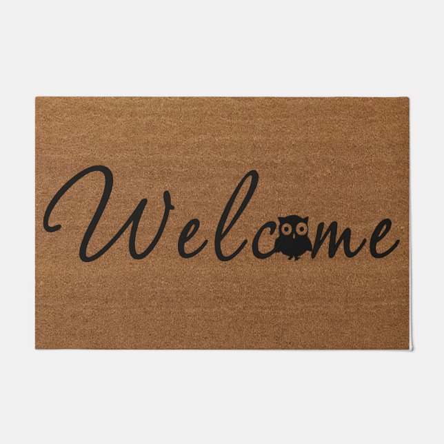 Paillasson Porte-chouette de bienvenue simple, mignonne cadea (Devant)