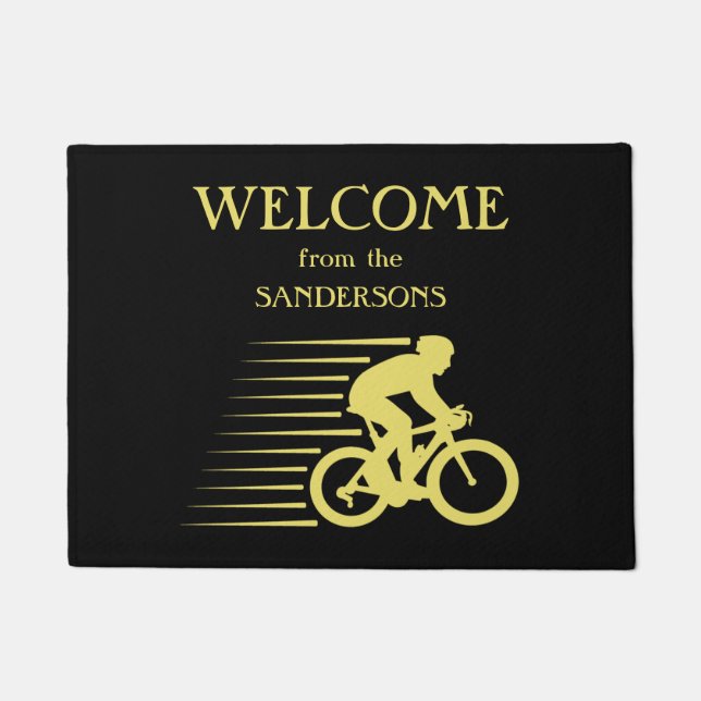 Paillasson Porte d'accueil Gold Silhouette Bicyclist (Devant)