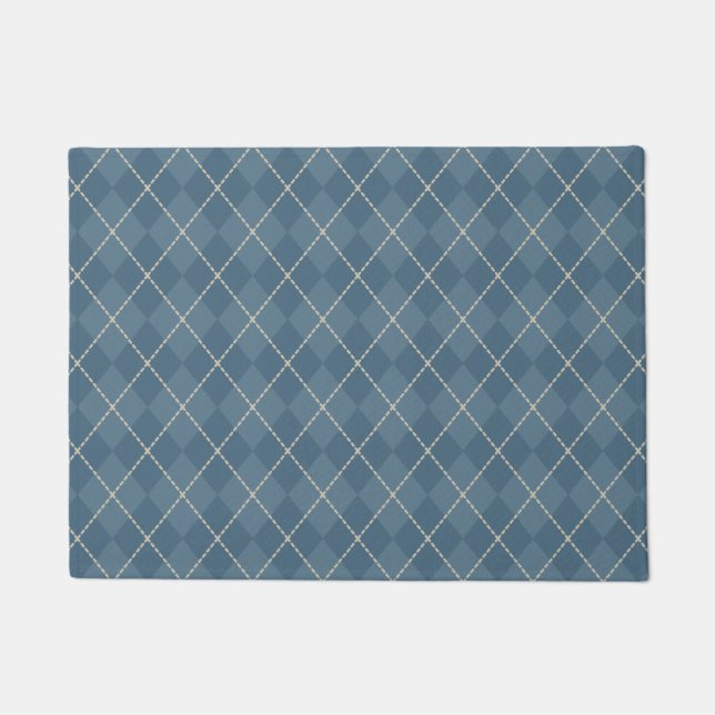 Paillasson Porte d'accueil Jacquard bleu (Devant)