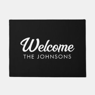 Paillasson Porte d'accueil personnalisée moderne   Blanc noir