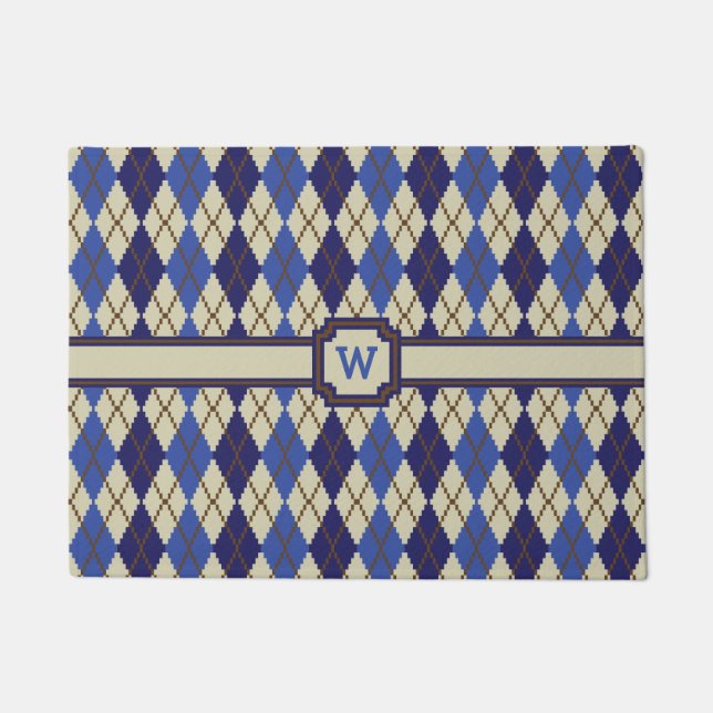 Paillasson Porte de Jacquard de Scone de bleuet (Devant)