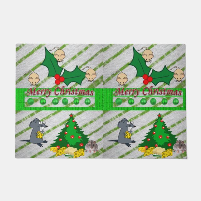 Paillasson Porte de Noël Mat Joyeux Mice de Noël (Devant)